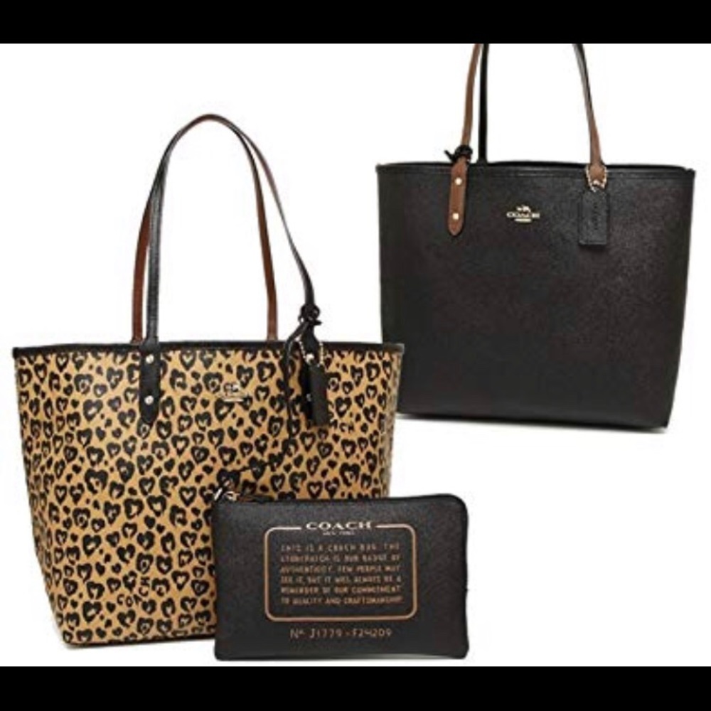 Coach Reversible City Tote PVC Wild Heart Print